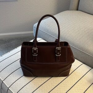 Coach Dark Burgundy Leather Satchel